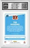 Tee Higgins from the 2020 Panini Donruss Optic set featuring a Orange Scope parallel graded by Arena Club and given an overall grade of 10.