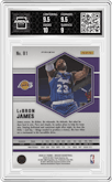 LeBron James from the 2020-21 Panini Mosaic set featuring a Pink Camo parallel graded by Arena Club and given an overall grade of 9.5.