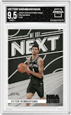 Victor Wembanyama from the 2023-24 Panini NBA Hoops set graded by Arena Club and given an overall grade of 9.5.