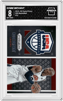 Kobe Bryant from the 2015-16 Panini Prizm  set graded by Arena Club and given an overall grade of 8.