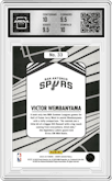 Victor Wembanyama from the 2023-24 Panini NBA Hoops set graded by Arena Club and given an overall grade of 10.