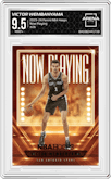 Victor Wembanyama from the 2023-24 Panini NBA Hoops set graded by Arena Club and given an overall grade of 9.5.