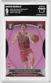 Matas Buzelis from the 2024-25 Panini Totally Certified set featuring a Pink Die Cut Platinum Mirror parallel graded by Arena Club and given an overall grade of 9.