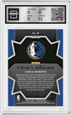 Luka Doncic from the 2023-24 Panini Prizm set featuring a Fast Break parallel graded by Arena Club and given an overall grade of 10.