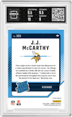 J.J. McCarthy from the 2024 Donruss set featuring a Pink parallel graded by Arena Club and given an overall grade of 9.5.