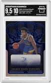 Jonathan Kuminga from the 2021-22 Crown Royale set featuring a Blue parallel graded by Arena Club and given an overall grade of 9.5.