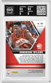 Dominique Wilkins from the 2019-20 Panini Mosaic  set featuring a Gold Wave parallel graded by Arena Club and given an overall grade of 9.5.