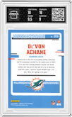 De'Von Achane from the 2023 Donruss Optic set featuring a Holo parallel graded by Arena Club and given an overall grade of 9.5.