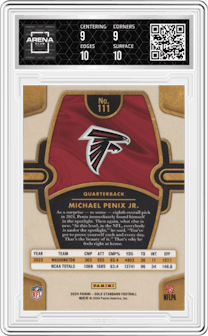 Michael Penix Jr. from the 2024 Panini Gold Standard set graded by Arena Club and given an overall grade of 9.5.