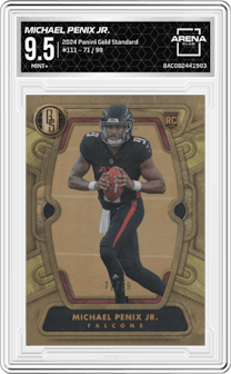 Michael Penix Jr. from the 2024 Panini Gold Standard set graded by Arena Club and given an overall grade of 9.5.