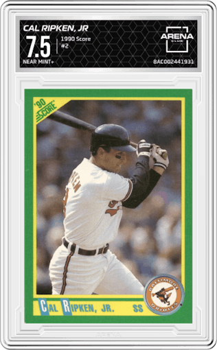 Cal Ripken, Jr from the 1990 Score set graded by Arena Club and given an overall grade of 7.5.