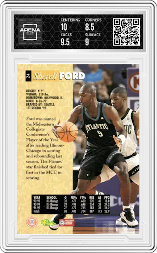 Sherrell Ford from the 1995 Classic Five Sport set graded by Arena Club and given an overall grade of 9.
