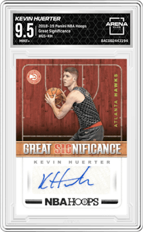 Kevin Huerter from the 2018-19 Panini NBA Hoops  set graded by Arena Club and given an overall grade of 9.5.