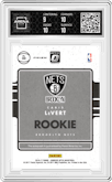 Caris LeVert from the 2016-17 Panini Donruss Optic set featuring a Purple parallel graded by Arena Club and given an overall grade of 9.5.