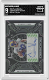 Cooper Kupp from the 2021 Panini Obsidian set featuring a Electric Etch Green parallel graded by Arena Club and given an overall grade of 9.