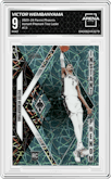 Victor Wembanyama from the 2023-24 Panini Phoenix set featuring a Teal Lazer parallel graded by Arena Club and given an overall grade of 9.