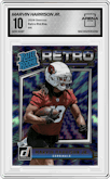 Marvin Harrison Jr. from the 2024 Donruss set graded by Arena Club and given an overall grade of 10.