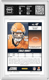 Cole Kmet from the 2024 Panini Score set featuring a Red Zone parallel graded by Arena Club and given an overall grade of 9.