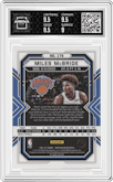 Miles McBride  from the 2021-22 Panini Obsidian set featuring a Electric Etch Blue parallel graded by Arena Club and given an overall grade of 9.5.