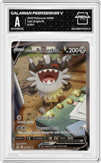 Galarian Perrserker V from the 2022 Pokemon SWSH set graded by Arena Club and given an overall grade of 0.
