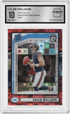 Caleb Williams from the 2024 Donruss set featuring a Red Pandora parallel graded by Arena Club and given an overall grade of 10.
