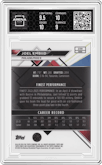 Joel Embiid from the 2023-24 Finest set featuring a Red Geometric Refractor parallel graded by Arena Club and given an overall grade of 9.5.