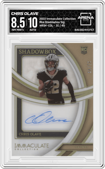 Chris Olave from the 2022 Panini Immaculate Collection set graded by Arena Club and given an overall grade of 8.5.