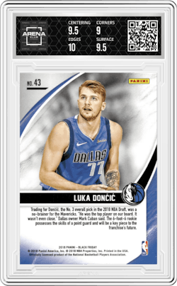 Luka Doncic  from the 2018 Panini Black Friday set and given an overall grade of 9.5.