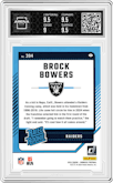 Brock Bowers from the 2024 Donruss set featuring a Press Proof Gold parallel graded by Arena Club and given an overall grade of 9.5.