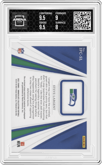 Steve Largent from the 2021 Panini Immaculate Collection set graded by Arena Club and given an overall grade of 8.5.