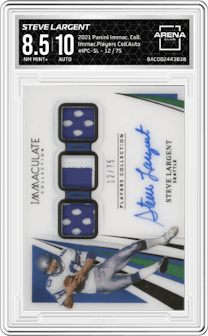 Steve Largent from the 2021 Panini Immaculate Collection set graded by Arena Club and given an overall grade of 8.5.