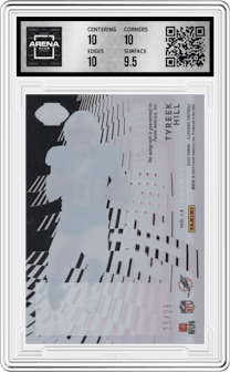 Tyreek Hill from the 2022 Panini Illusions set featuring a Pink parallel graded by Arena Club and given an overall grade of 10.