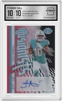 Tyreek Hill from the 2022 Panini Illusions set featuring a Pink parallel graded by Arena Club and given an overall grade of 10.