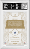 Troy Aikman from the 2019 Panini Flawless set graded by Arena Club and given an overall grade of 8.5.
