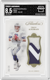 Troy Aikman from the 2019 Panini Flawless set graded by Arena Club and given an overall grade of 8.5.