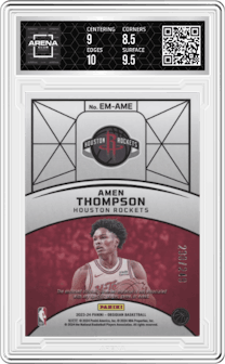 Amen Thompson from the 2023-24 Panini Obsidian set graded by Arena Club and given an overall grade of 9.