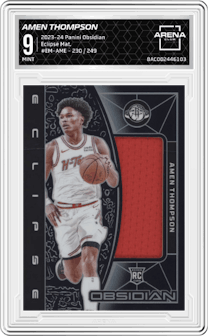 Amen Thompson from the 2023-24 Panini Obsidian set graded by Arena Club and given an overall grade of 9.