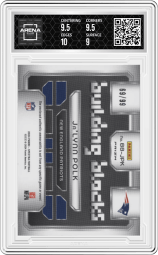 Ja’Lynn Polk from the 2024 Panini Spectra set graded by Arena Club and given an overall grade of 9.5.