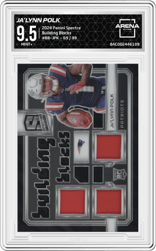 Ja’Lynn Polk from the 2024 Panini Spectra set graded by Arena Club and given an overall grade of 9.5.