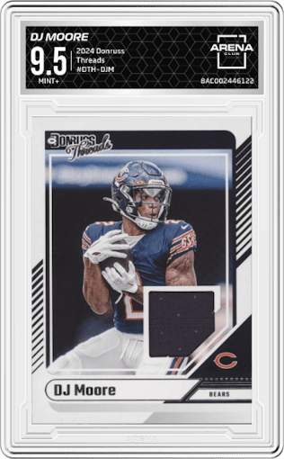 DJ Moore from the 2024 Donruss set graded by Arena Club and given an overall grade of 9.5.