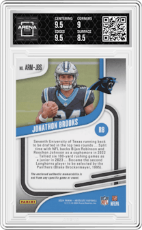 Jonathon Brooks from the 2024 Panini Absolute set graded by Arena Club and given an overall grade of 9.