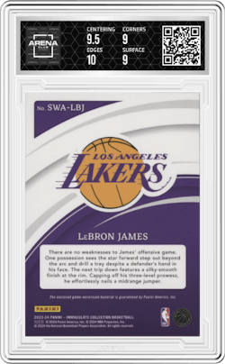 LeBron James from the 2023-24 Panini Immaculate Collection set and given an overall grade of 9.5.