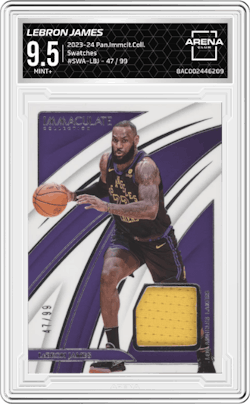 LeBron James from the 2023-24 Panini Immaculate Collection set and given an overall grade of 9.5.