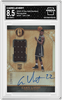 Caris LeVert from the 2016-17 Panini Gold Standard set graded by Arena Club and given an overall grade of 8.5.