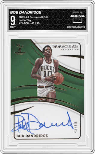 Bob Dandridge from the 2023-24 Panini Immaculate Collection set graded by Arena Club and given an overall grade of 9.