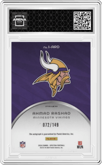 Ahmad Rashad from the 2024 Panini Spectra set graded by Arena Club and given an overall grade of 0.
