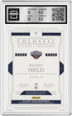 Buddy Hield from the 2016-17 Panini National Treasures Basketball set graded by Arena Club and given an overall grade of 10.