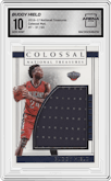 Buddy Hield from the 2016-17 Panini National Treasures Basketball set graded by Arena Club and given an overall grade of 10.