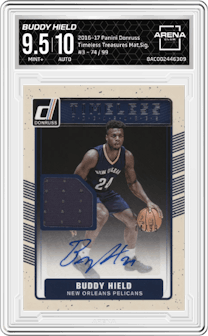 Buddy Hield from the 2016-17 Panini Donruss  set graded by Arena Club and given an overall grade of 9.5.