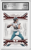 Trevor Lawrence from the 2023 Panini Flawless set graded by Arena Club and given an overall grade of 10.